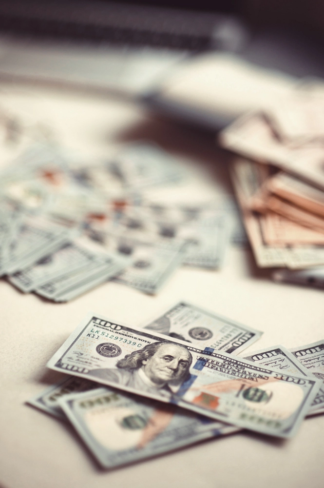 United States dollars illustrating financial wellness