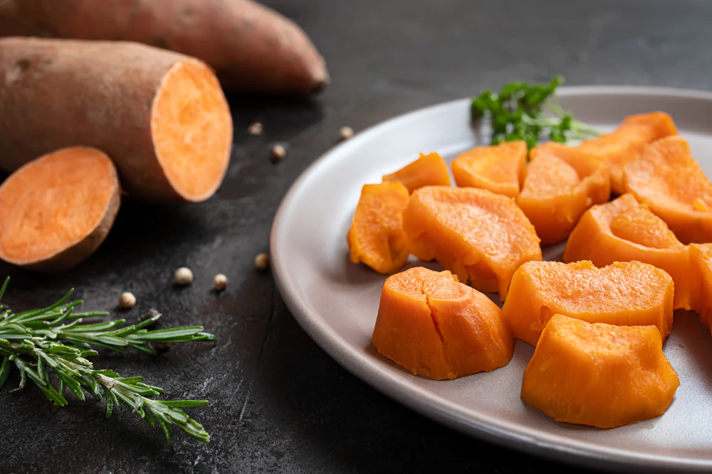Roasted sweet potatoes with a glycemic index of 94