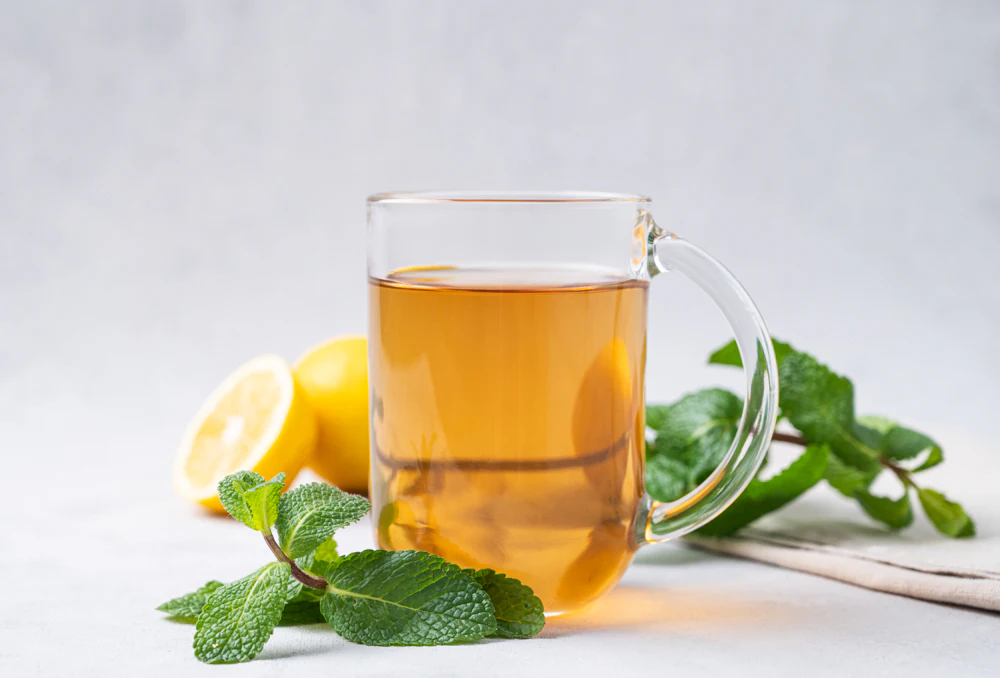 A cup of lemon balm tea