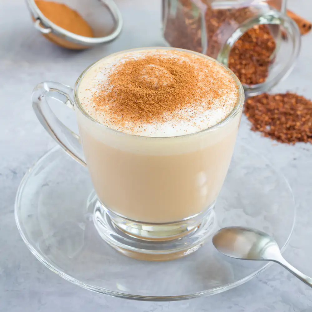 Rooibos herbal tea with milk and cinnamon