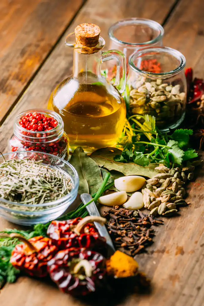 spices, herbs and oil
